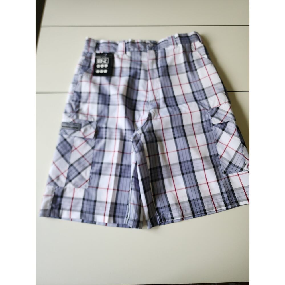 Dream U.S.A. Cargo Shorts‎ Mens 38 Plaid White,Red,Blue NWT